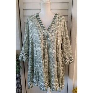 Shore Ophelia‎ Mini Dress Green Flared Sleeves Fully Lined Festival Dress S